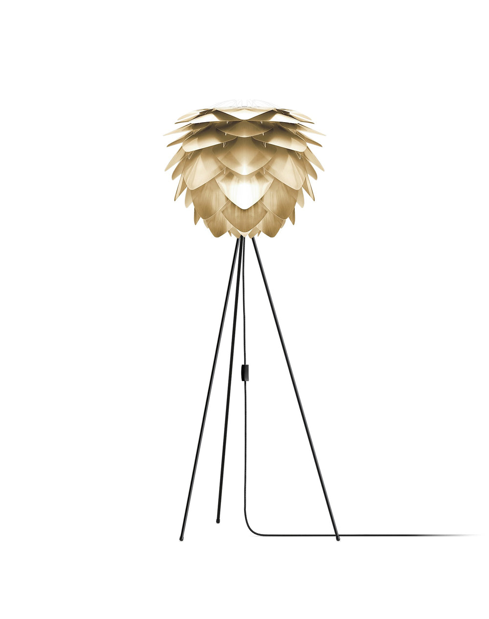 Silvia 60" Tripod Floor Lamp in Brass Foil Finish and Black Base