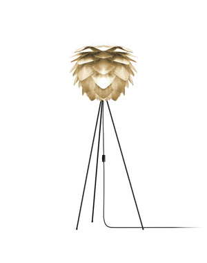 Silvia 60" Tripod Floor Lamp in Brass Foil Finish and Black Base