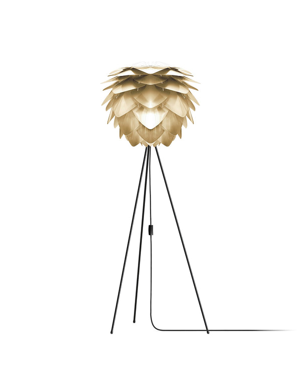 Silvia 60" Tripod Floor Lamp in Brass Foil Finish and Black Base