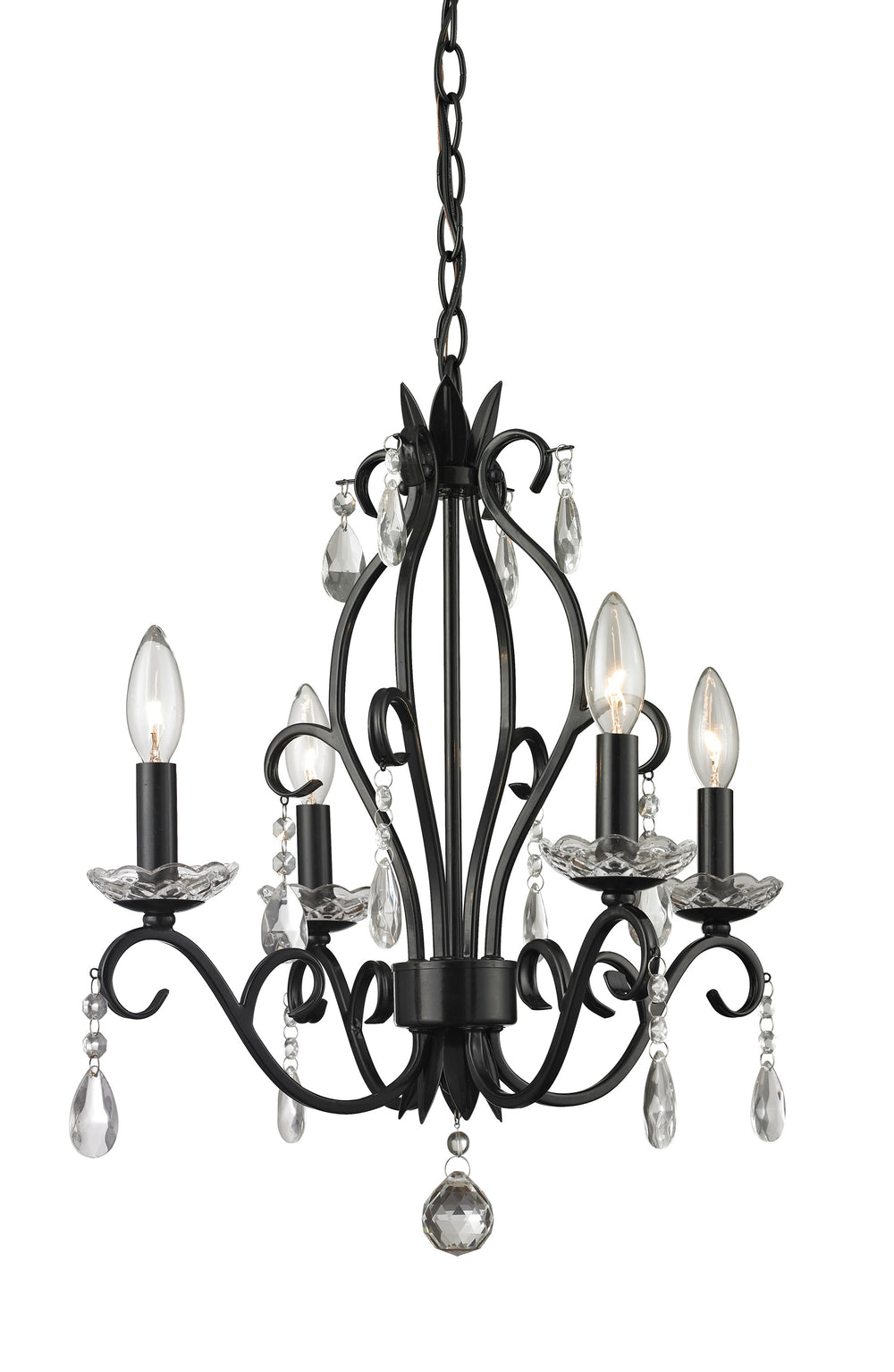 Princess Chandeliers 4 Light Mini Chandelier in Matte Black Finish