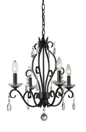 Princess Chandeliers 4 Light Mini Chandelier in Matte Black Finish