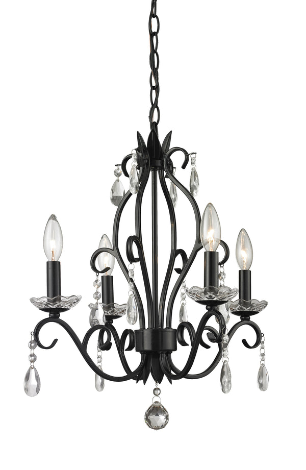 Princess Chandeliers 4 Light Mini Chandelier in Matte Black Finish