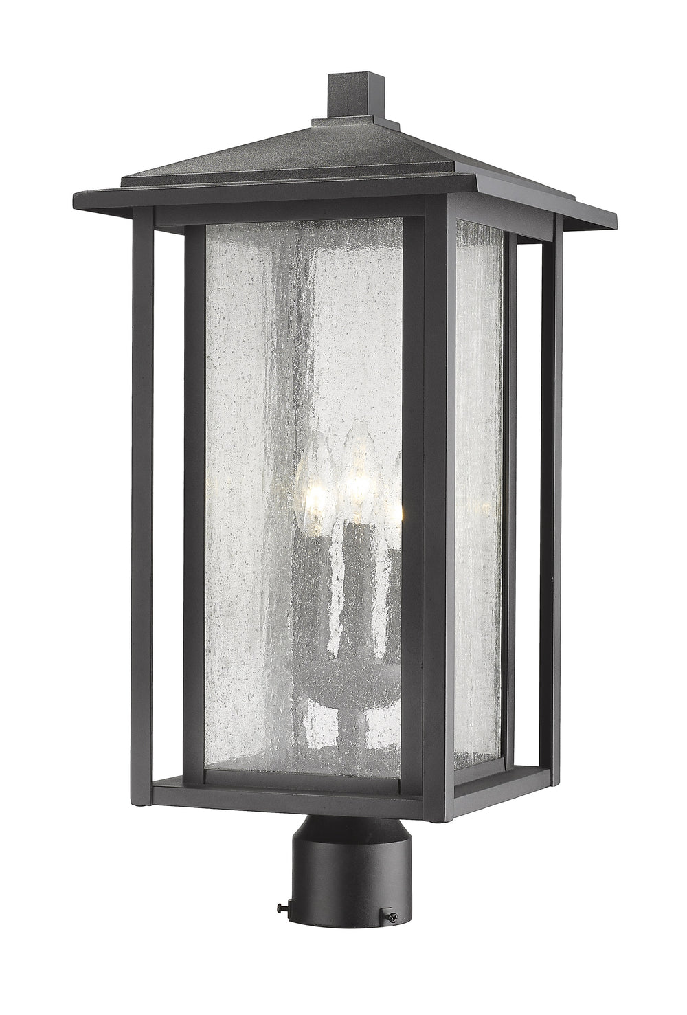 Aspen 3 Light Outdoor Post Mount Fixture in Black Finish