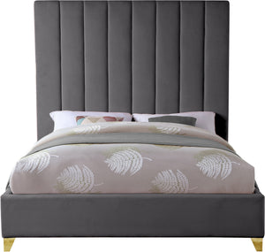 Glenda Queen Bed In Grey Velvet