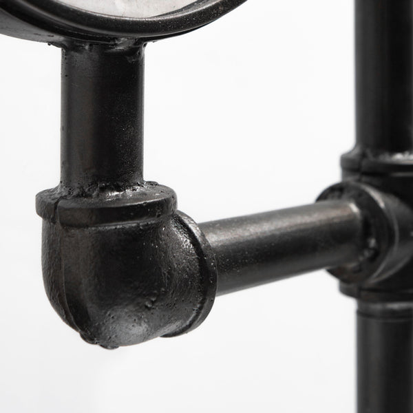 Trifect Black Iron Pipe Three Face Floor Clock