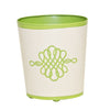 OVAL WASTEBASKET GREEN AND CREAM DESIGN