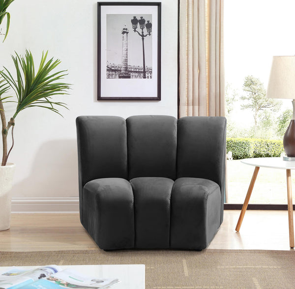 Lynda Modular Chair In Grey Velvet