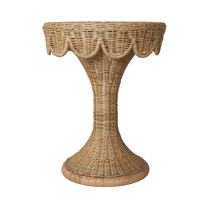 ROUND PEDESTAL SIDE TABLE WITH SCALLOP EDGE