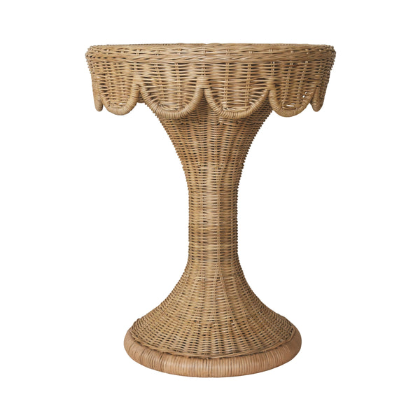 ROUND PEDESTAL SIDE TABLE WITH SCALLOP EDGE