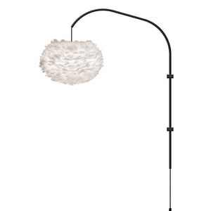Eos Medium 1-Light Wall Lamp in White with Black Wall Hanger