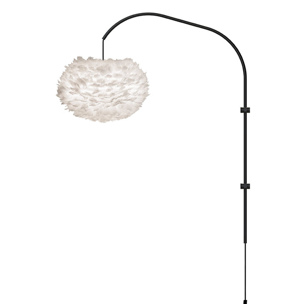 Eos Medium 1-Light Wall Lamp in White with Black Wall Hanger