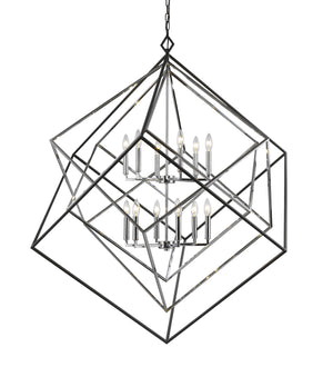 Euclid 12 Light Chandelier in Chrome + Matte Black Finish
