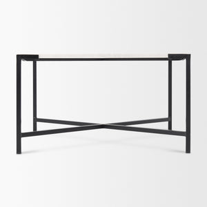 Lucas 30x30 White Marble Top Black Metal Base Coffee Table
