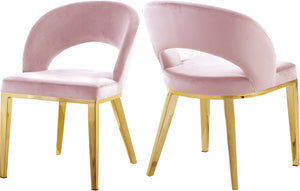 Caroline Dining Chair In Pink Velvet