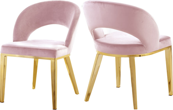 Caroline Dining Chair In Pink Velvet