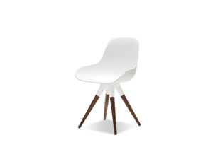 Iztuzu Dining chair in white fiberglass and walnut base 