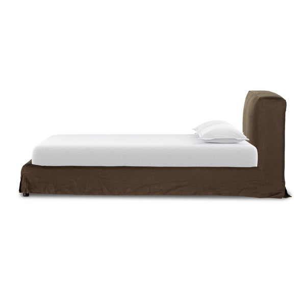 Aidan Slipcover King Bed - Brussels Coffee