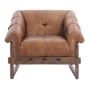 Moe's Bellos Accent Chair in Top-Grain Brown Leather