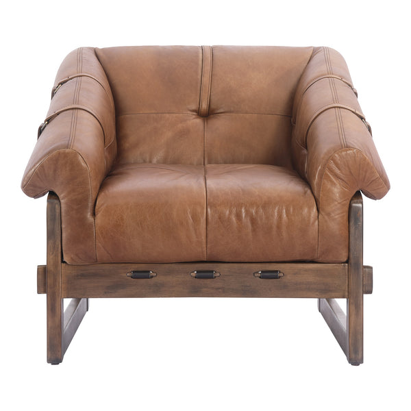 Moe's Bellos Accent Chair in Top-Grain Brown Leather