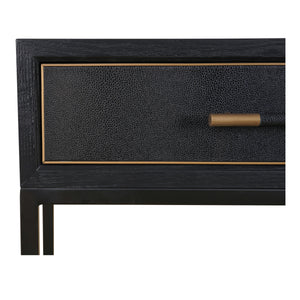 Mako Console Table in Black Oak with Brass Accents