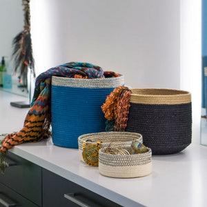 Indigo Cylinder Basket, set/2
