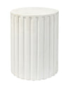Flutted Cement Side Table, White