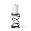Omega I Small Black Metal Stacked Ring Table Candle Holder