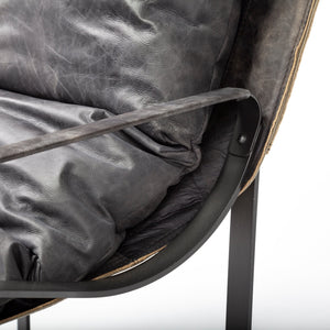 Hornet II Black Leather Body Metal Frame Accent Chair