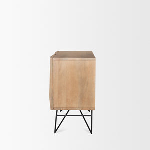 Darwin Light Brown Wooden 2 Door w/ 2 Shelves Accent Cabinet