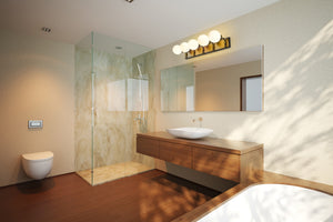 Parsons 5 Light Vanity in Matte Black + Olde Brass Finish