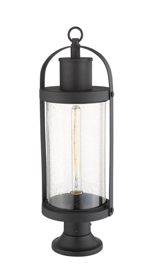 Roundhouse 1 Light Outdoor Pier Mounted Fixture in Black Finish