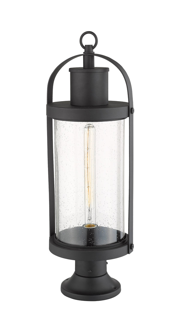 Roundhouse 1 Light Outdoor Pier Mounted Fixture in Black Finish