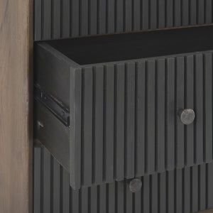 Grace 35.5L x 18.0W x 31.0H Medium Brown Wood W/Black Metal Frame 3 Drawer Accent Cabinet