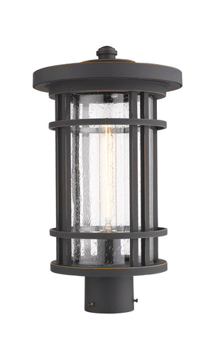 Jordan 1 Light Outdoor Post Mount Fixture in Oil Rubbed Bronze Finish