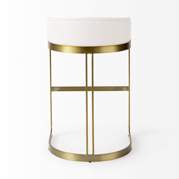 Hollyfield 20.5 x 19.7 x 32.7 Cream Fabric Seat W/ Gold Metal Base Bar Stool