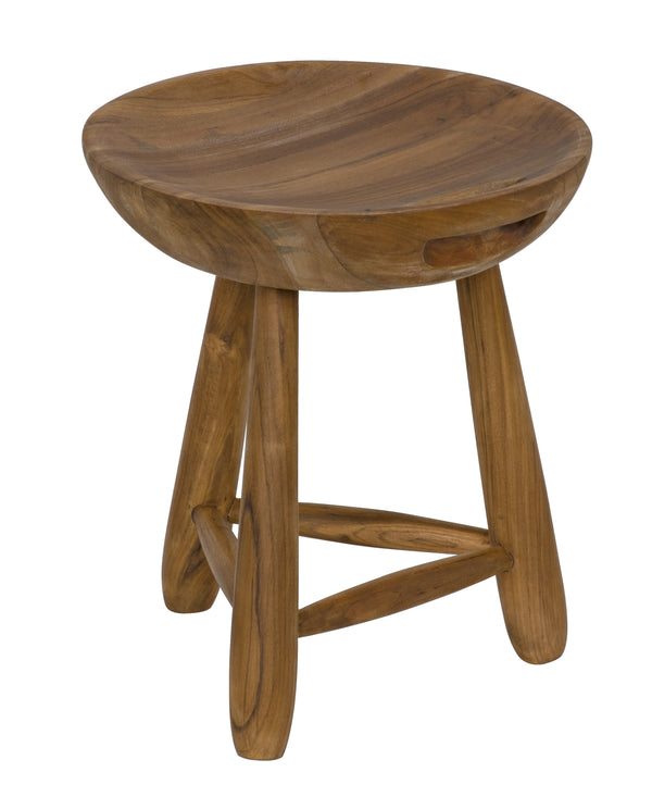 Basel Teak Stool with Clear Coat Semi-Gloss Finish