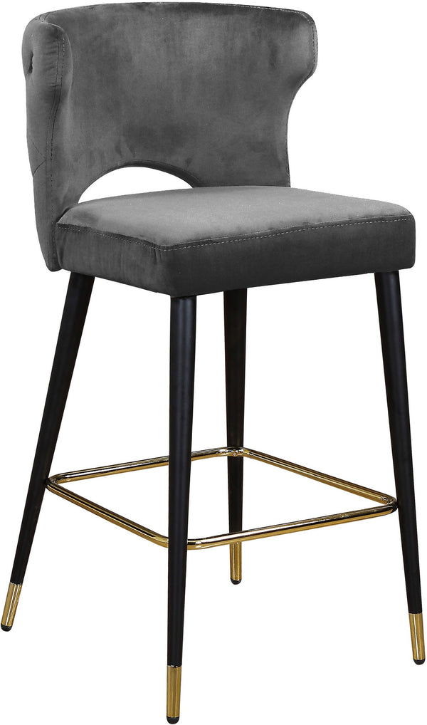 Allan Stool In Grey Velvet