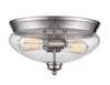 Amon 2 Light Flush Mount in Brushed Nickel Finish