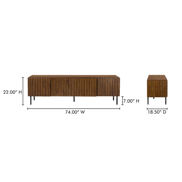 Lincoln Media Cabinet in Brown with Clinker Design
