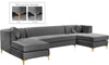 Wendell 3pc. Sectional In Grey Velvet