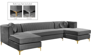 Wendell 3pc. Sectional In Grey Velvet