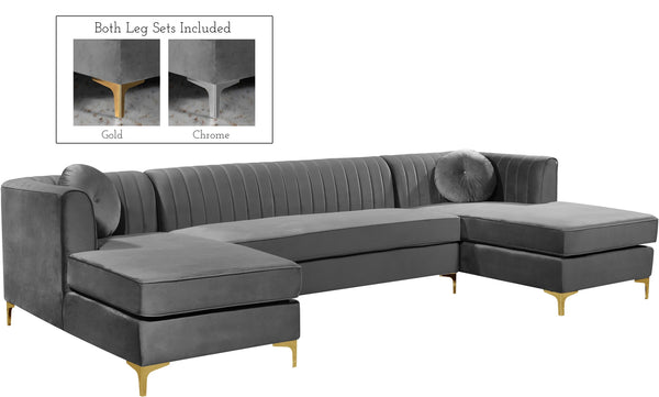 Wendell 3pc. Sectional In Grey Velvet