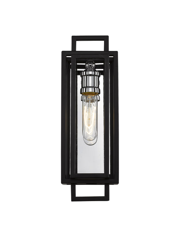 Titania 1 Light Wall Sconce in Black + Chrome Finish
