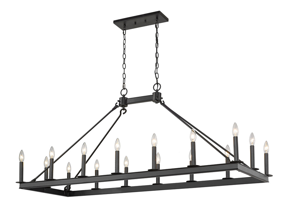 Barclay 16 Light Island/Billiard in Matte Black Finish
