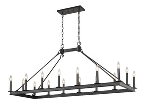 Barclay 16 Light Island/Billiard in Matte Black Finish