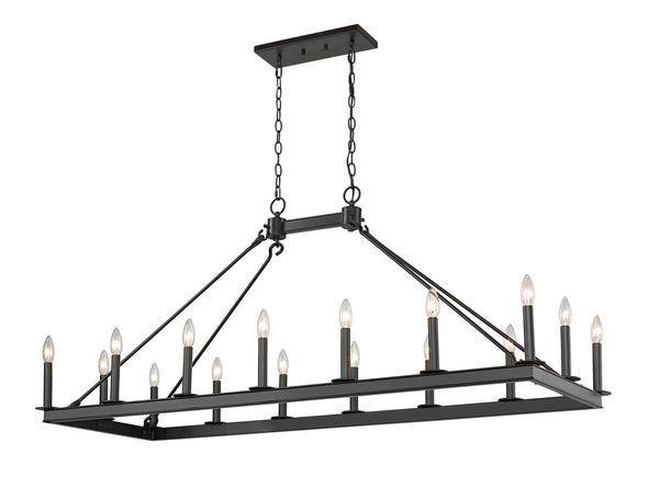 Barclay 16 Light Island/Billiard in Matte Black Finish