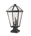 Talbot 3 Light Outdoor Pier Mounted Fixture in Black Finish