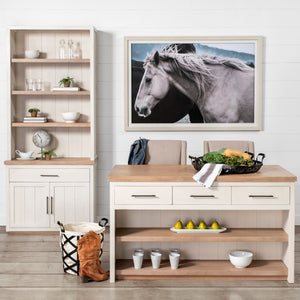 Fairview I  White and Medium Brown Wood Three Shelf Shelving Unit