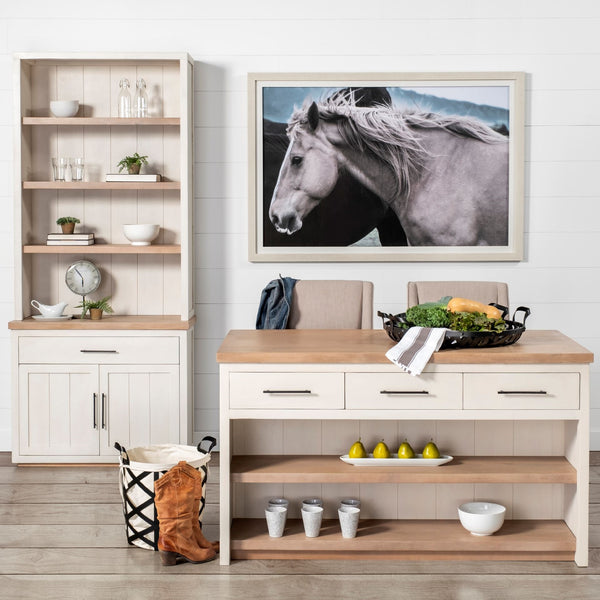 Fairview I  White and Medium Brown Wood Three Shelf Shelving Unit