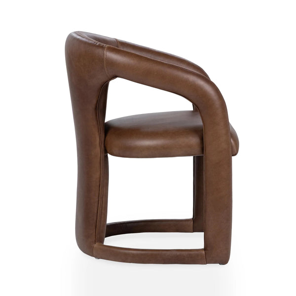 Archie Leather Dining Chair in Bison Brown